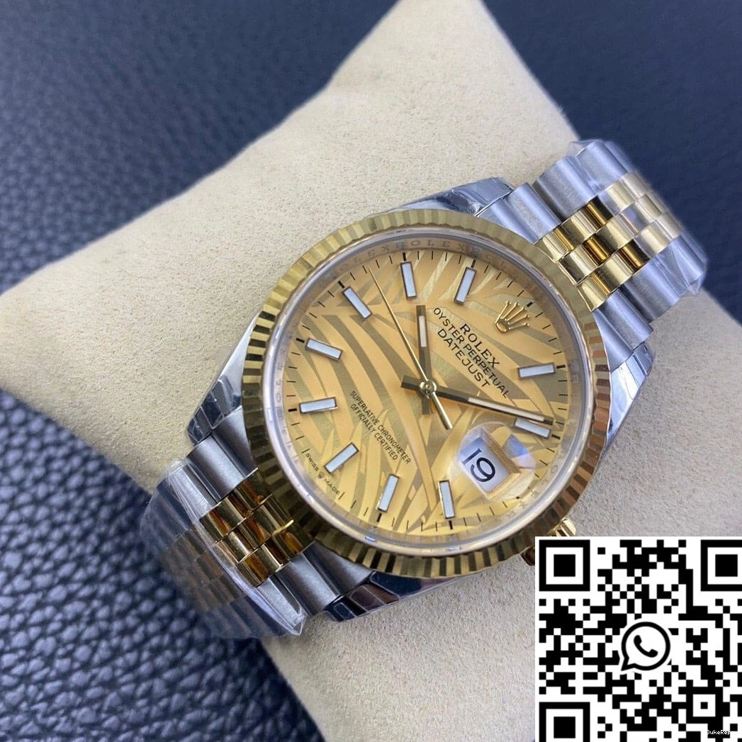 Golden Dial Pattern Palm Leaf Datejust Factory EW Rolex M126233-0037 0429